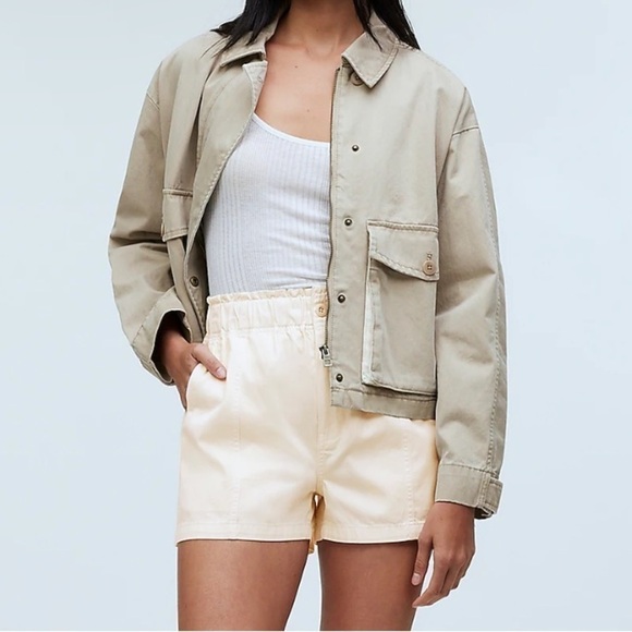 Madewell Pull-On Paperbag Shorts Garment-Dyed  Antique Cream size 27 NWT NO728 - Picture 1 of 12